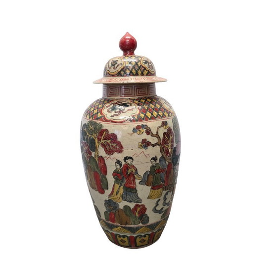 Image 1 of Große chinesische Deckelvase Chenghua, um 1900