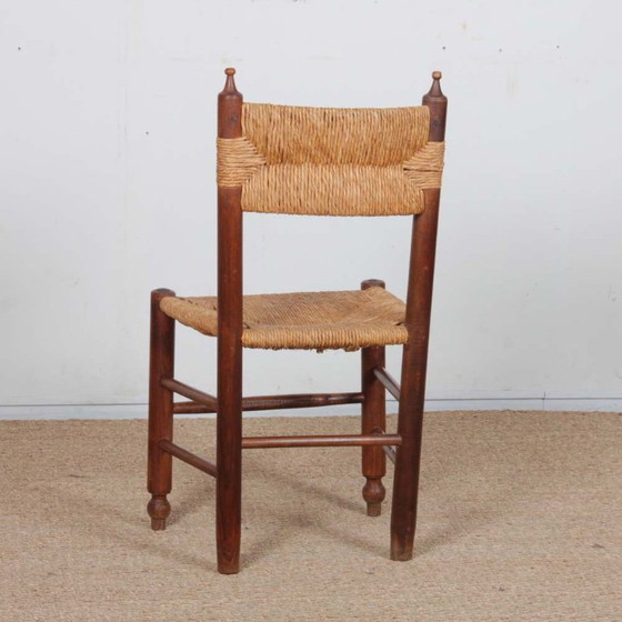 Image 1 of Conjunto de 6 sillas con asiento de paja, obra francesa, 1940