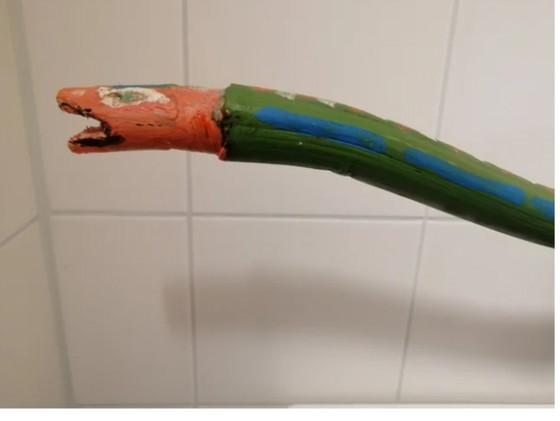 Image 1 of Corneille '67 '' Schlangenöl auf Rattan '' 30 x 70 cm