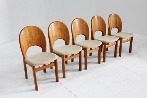 5 Chaises de salle à manger vintage danoises Mid Century Glostrup