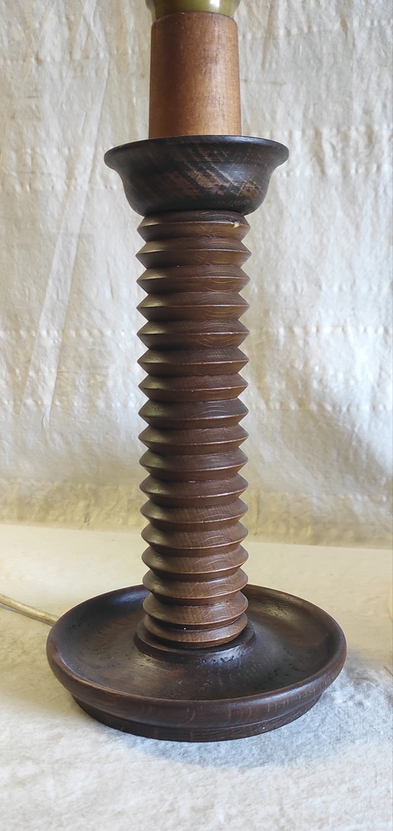 Image 1 of Turned solid wood table lamp - 1960s/70s