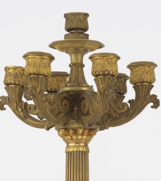 Image 1 of Candélabres 7 feux en bronze doré Style Napoléon III 72 cm Très décoratifs