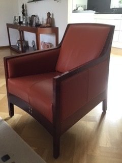 Schuitema Arts and Crafts Armchair in solid cherry and leather