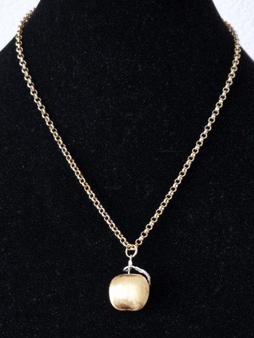 Argento Sterling 925 e UNIO - Mela placcata oro con collana placcata oro abbinata -