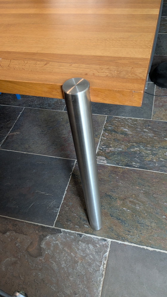 Image 1 of Table de salle à manger moderne en chêne, 1x2 mètres et 76 cm de haut