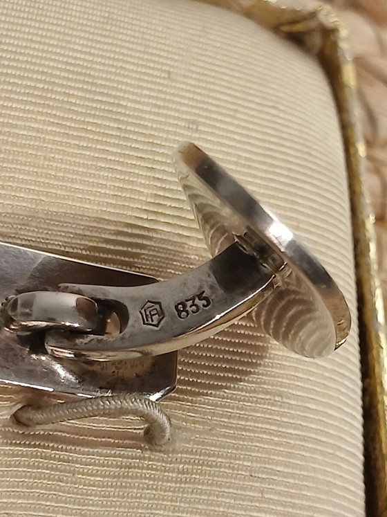 Pre-war Cufflinks Silver 835 Rigid Double-Sided Stem, Art Prints (photo 4 of 9)