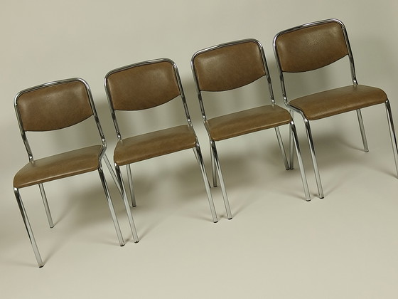 Image 1 of 4 sedie vintage in pelle Skai, anni '70