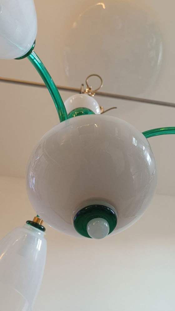 Image 1 of MURANO Sylcom 3-lichts hanglamp in smaragdgroen, in hoogte verstelbaar.