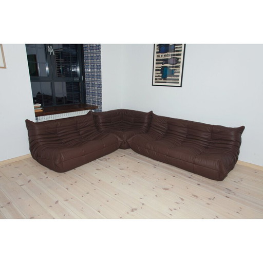 Togo vintage lederen woonkamer set van Michel Ducaroy voor Ligne Roset, Frankrijk 1970