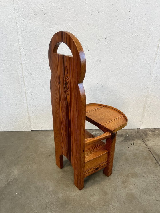 Image 1 of Vintage High Chair, Brutalist, Pine Wood 1970s