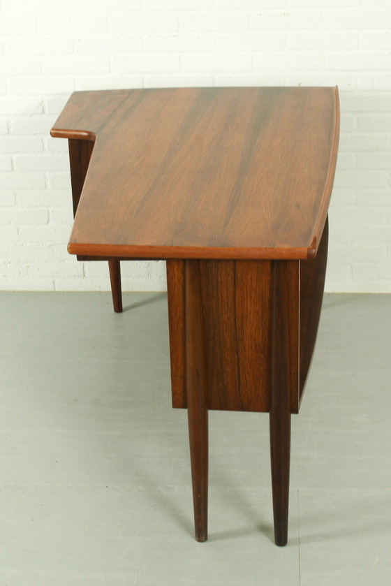 Image 1 of Mid Century Rosenholz Bumerang-Schreibtisch, 1960er Jahre