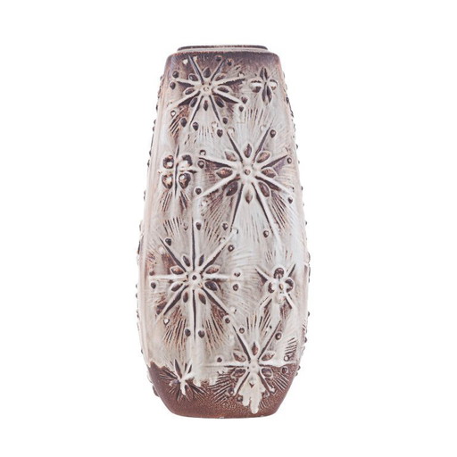 Beige ceramic vase, German design, 1960s, made in West Germany