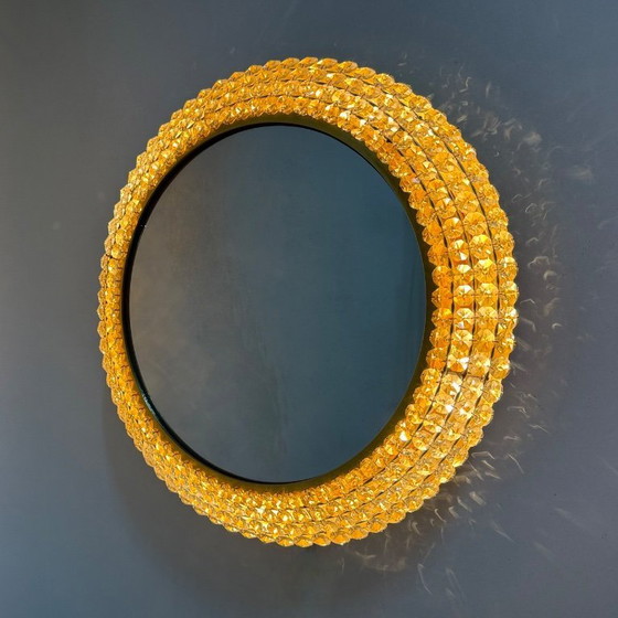 Image 1 of Specchio illuminato Palwa con ottone e cristallo , anni '70