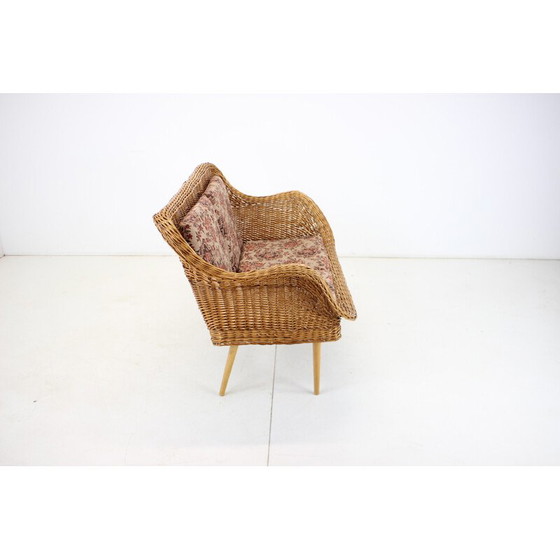 Image 1 of Vintage two-seater rattan sofa by Uluv, Czechoslovakia 1970s