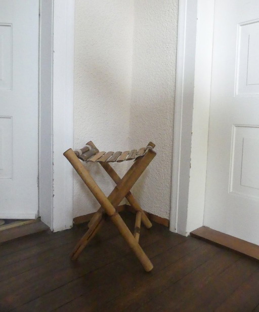 Vintage Klapphocker Fischerhocker Hocker Bambus 70er Jahre woaeb