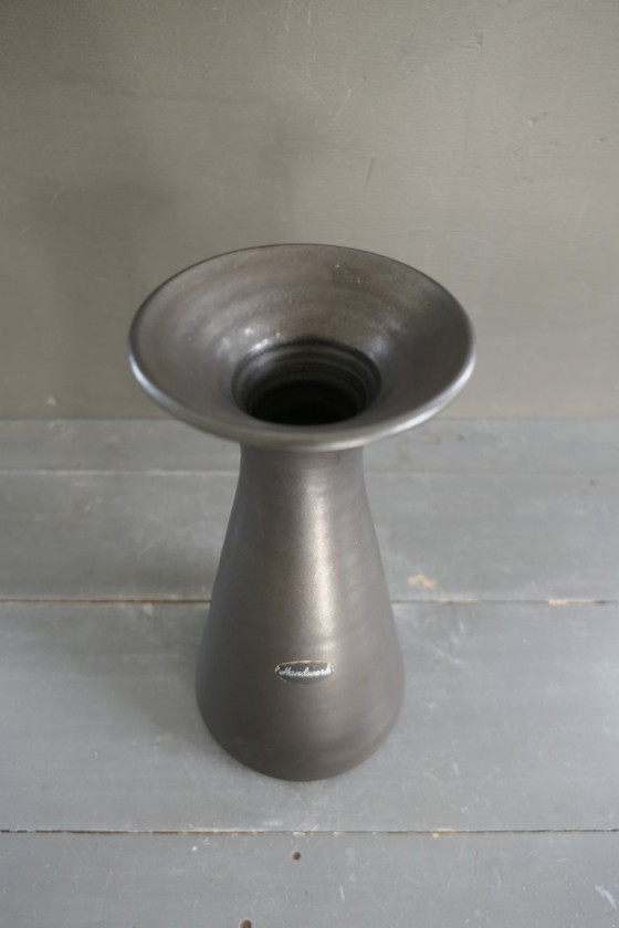 Image 1 of Vintage set of 3 heavy earthenware vases