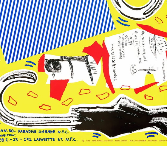 Image 1 of Rain Dance - UNICEF Warhol Lichtenstein Haring Basquiat Ono - 1985 - Poster 70 x 100 cm