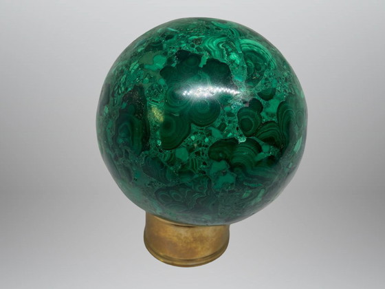 Image 1 of 90mm Polished Malachite Sphere: Superior Quality