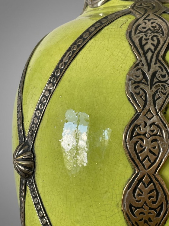 Vaso in terracotta verde anice e metallo – Decorazione marocchina – 24 cm – Vasi, Ceramic, Iron (photo 5 of 8)