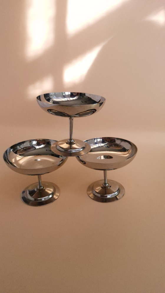Image 1 of Set of 12 vintage stainless steel cups - 60s-70s