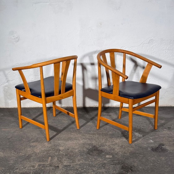 Set van 4 Carl-Ewert Ekström stoelen, blauwe lederen bekleding, jaren 70 – Fauteuils, Leather (photo 6 of 9)