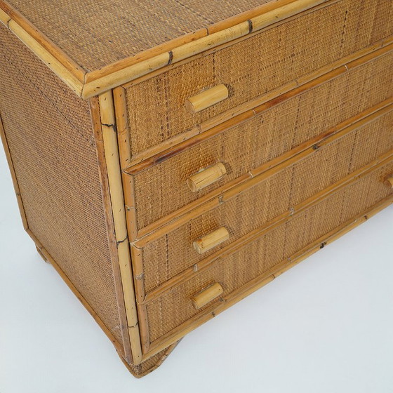 Image 1 of Bamboo and woven wicker chest of drawers, 1970s