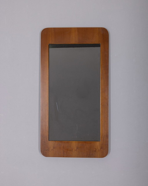 Vintage 1960s wooden wall mirror, Italian design