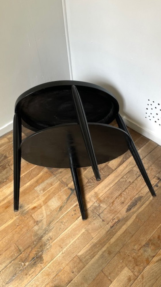Image 1 of Art Deco Black Wood Console Table