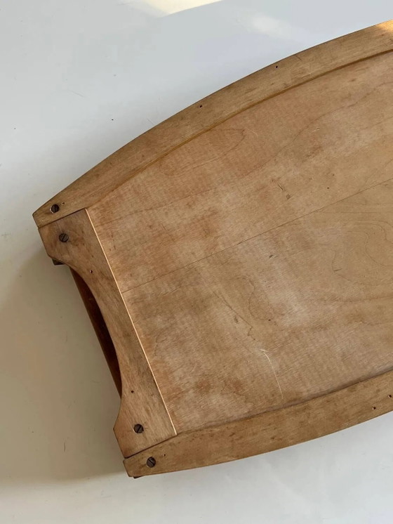 Vintage houten marqueterie dienblad - Art Deco, Tafelaccessoires, Bruin (foto 10 van 12)