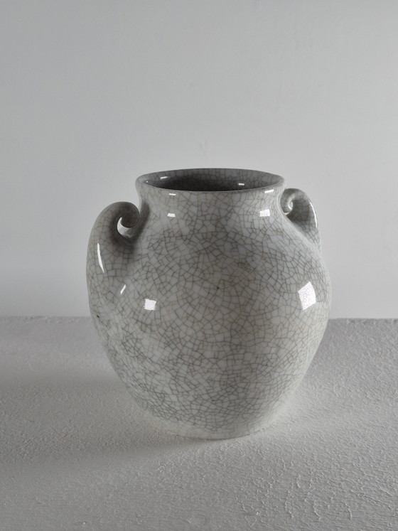Vintage Mid Century Amphora Porcelain Vase Craquelé VEB Liäichte – VEB Lichte, Vazen (photo 4 of 10)