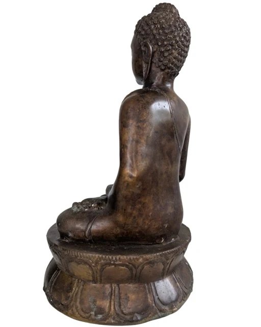 Antique 19th Century Bronze Thai Shan Buddha – 35cm – 3kg – Ritual Sealed – Sculpture (photo 7 of 10)