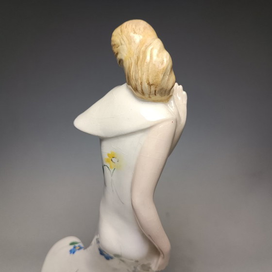Goldscheider - Claire Weiss - Skulptur, Art Deco Dame im langen Kleid - 28,5 cm - Porzellan (photo 27 of 35)