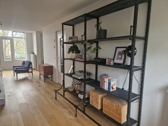 Image 1 of Vintage steel Art Deco wall unit with slate shelves