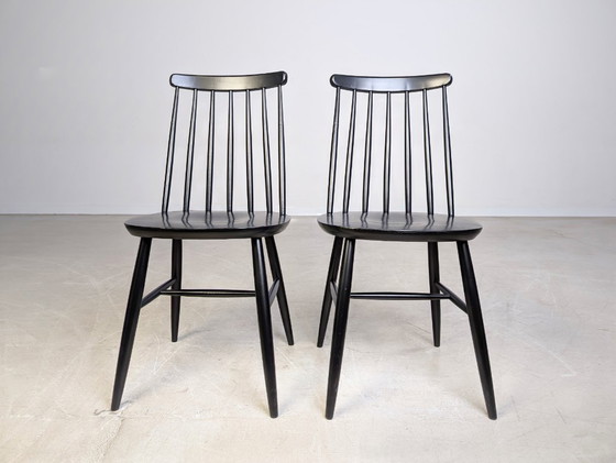 Image 1 of 2er Set Midcentury Stuhl Ilmari Tapiovaara Vintage Holzsprossen schwarz
