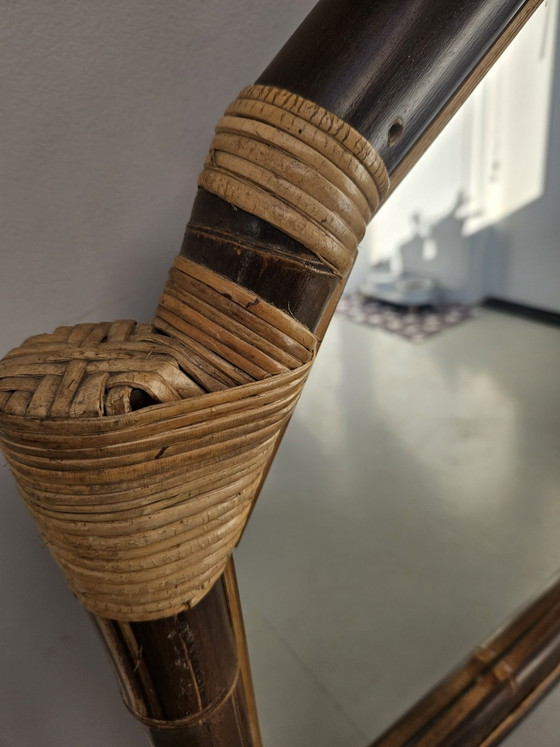 Set de Miroirs Vintage en Bambou en Arc Années 70 – Verre (photo 6 of 8)