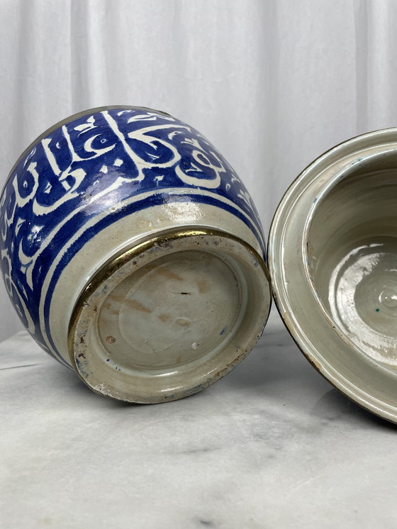 Image 1 of Set of Moroccan jobbanas ceramic jars from Fez