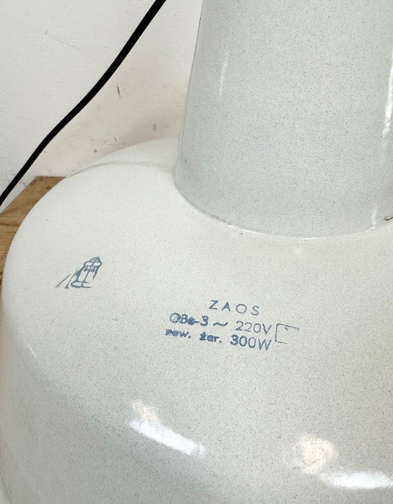 Image 1 of Large Industrial White Enamel Factory Pendant Lamp from Zaos, 1960s