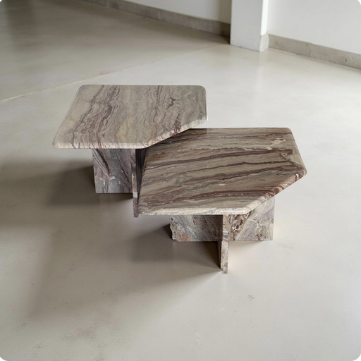 Vintage marble nesting tables, Italy 1970