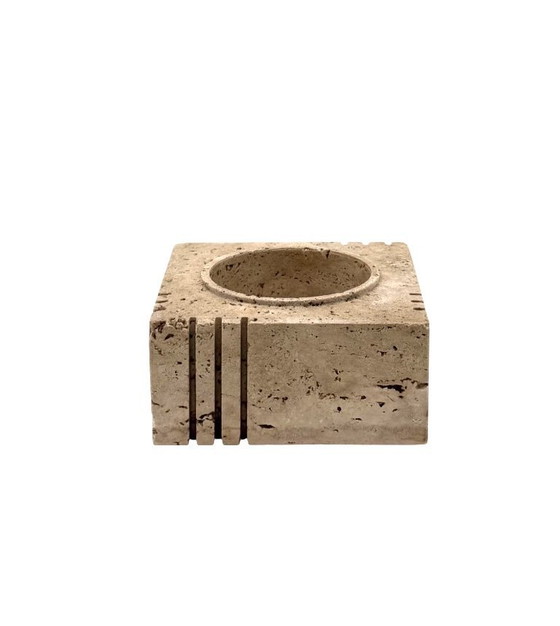 Image 1 of Travertine cubic vide poche / ashtray, Cerri Nestore, Italy, 1970s