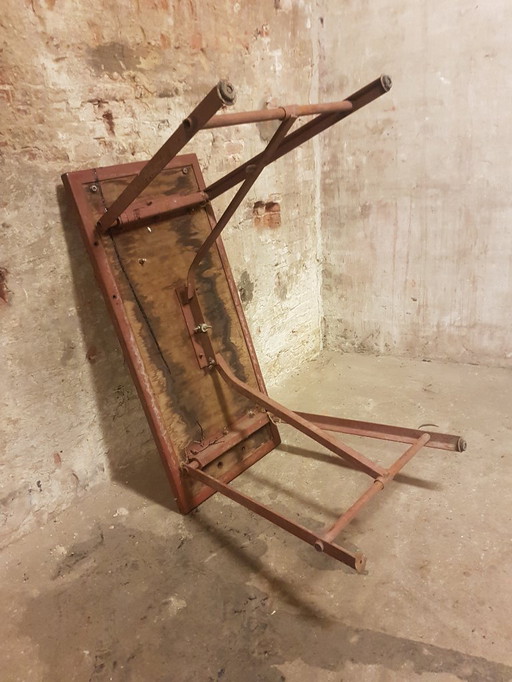 Industrial French steel work table / workbench / foldable