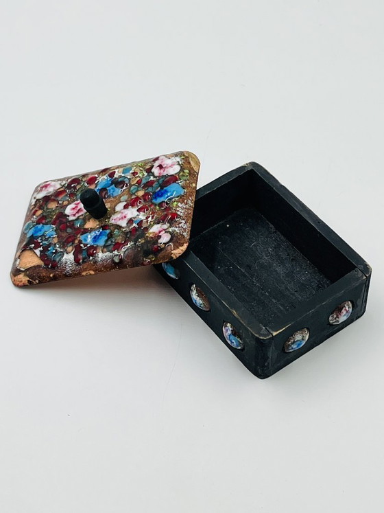 Image 1 of Vintage Enamel on Copper Box Capo Esmaltes Spain 1970