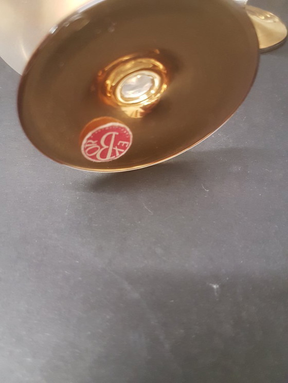 Image 1 of 6 bicchieri in cristallo con ornamento placcato oro / Exbor