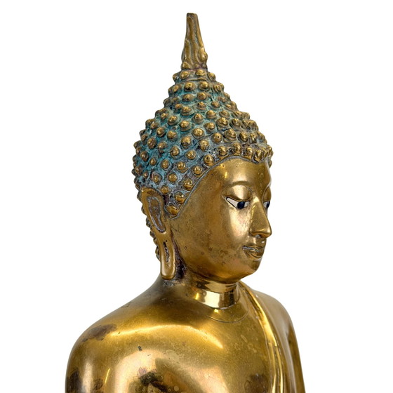 Antieke Thaise Shakyamuni Boeddha met ingelegde ogen - 19e eeuw - 40.5 cm – Beeldhouwkunst (photo 10 of 11)