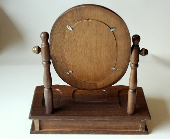 Image 1 of Beautiful small vanity mirror/cosmetic mirror made of wood and glass with drawer - Vintage 80s