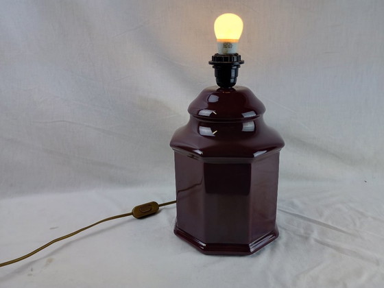 Image 1 of Handcrafted Black Ceramic Table Lamp Oriental Octogonal Vintage Designer