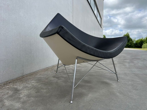 Silla Coconut, Vitra George Nelson – fauteuils, Leather, Metal