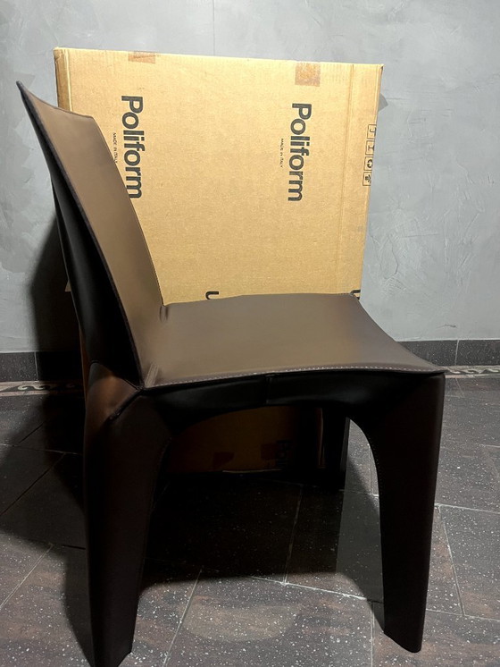 Image 1 of 6 sillas de café Poliform BB de cuero de 19" nuevas y originales en caja