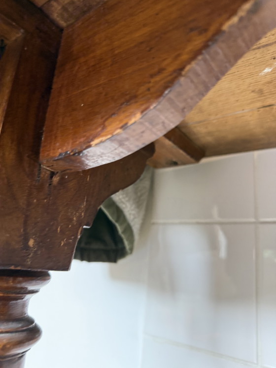 Consolle / tavolino in legno massello antico con ferro battuto – ca. 1900 – Console, Wood, Iron (photo 14 of 15)