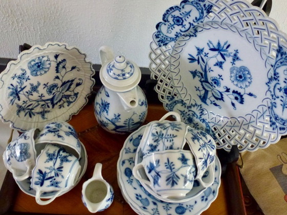 22-Delig Meissen Blauw Uienpatroon Servies - Koffie/Thee Set. – Porcelain (photo 16 of 18)