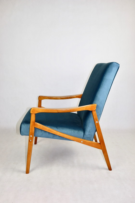 Image 1 of Czech Model Armchair In Ocean Blue Attributed To Jiri Jiroutek, 1970S